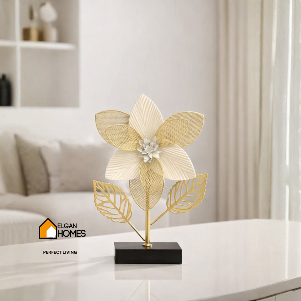 Golden Metal Decor With wood Base