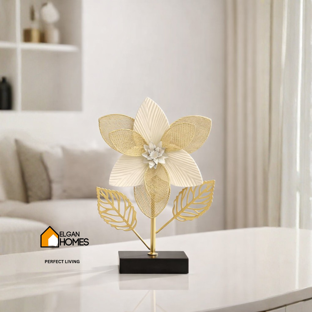 Golden Metal Decor With wood Base