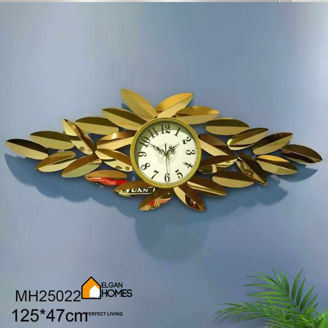 Golden Metal wall Clock Decor