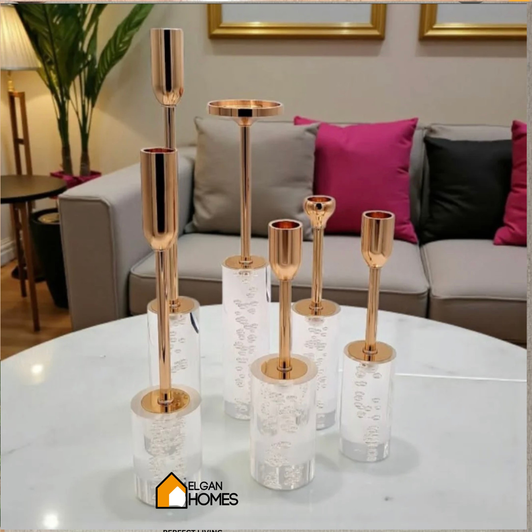 6 piece Crystal Style Acrylic Candle Set