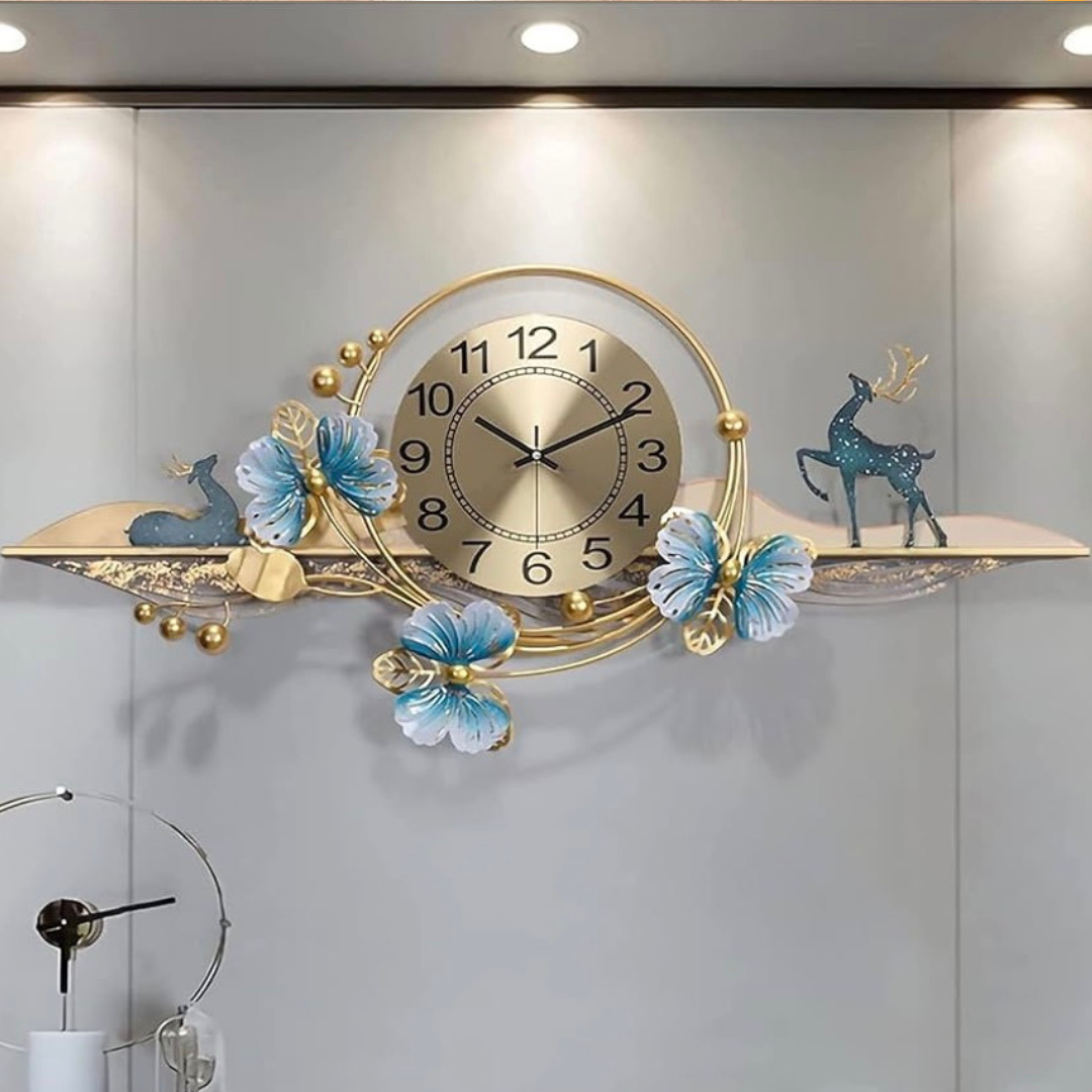 Imported Deer blue Wall Clock decor