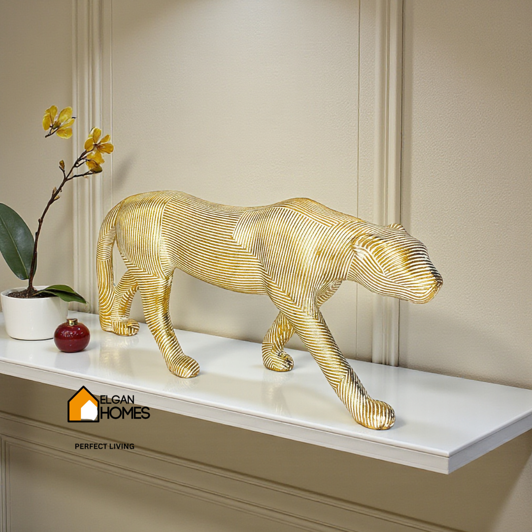 Golden White Panther Decor