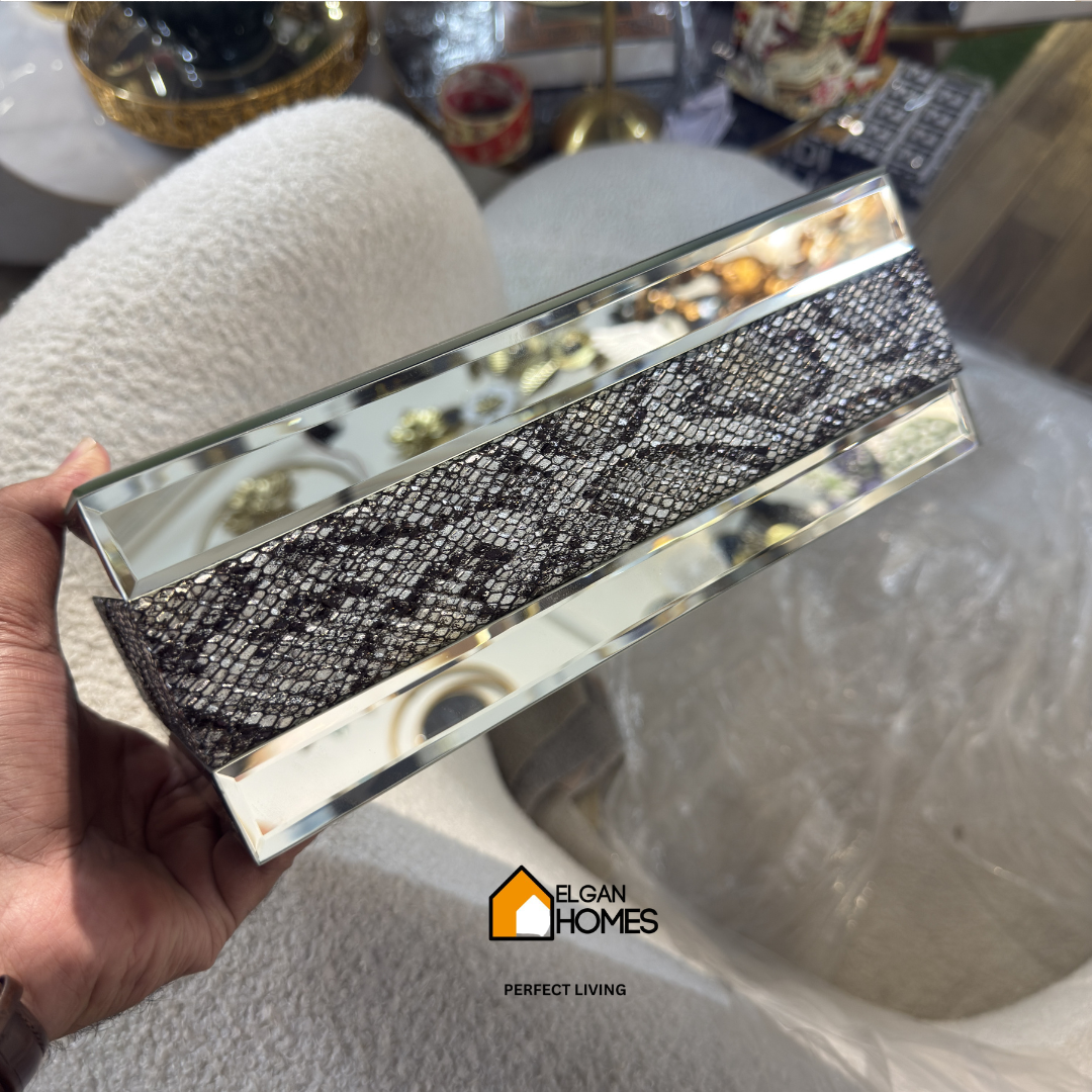 Premium Mirror Tissue box with snake skin