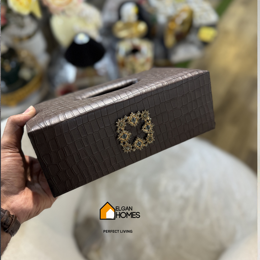 Imported Brown Tissue Box With Broucht