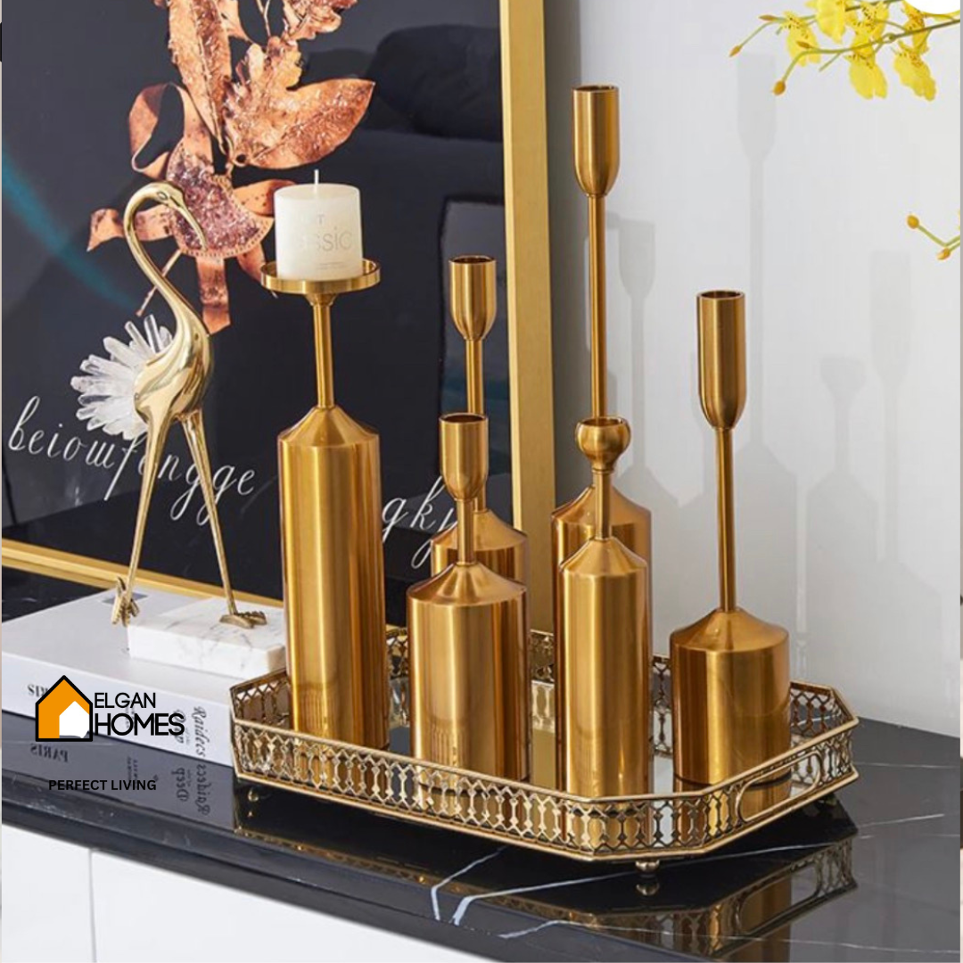 Alure Golden 6 Piece Candle stand set