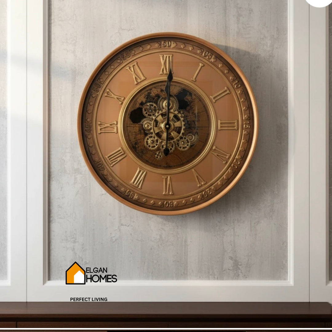 Elegan Large Moving Gear Metal Wall Clock