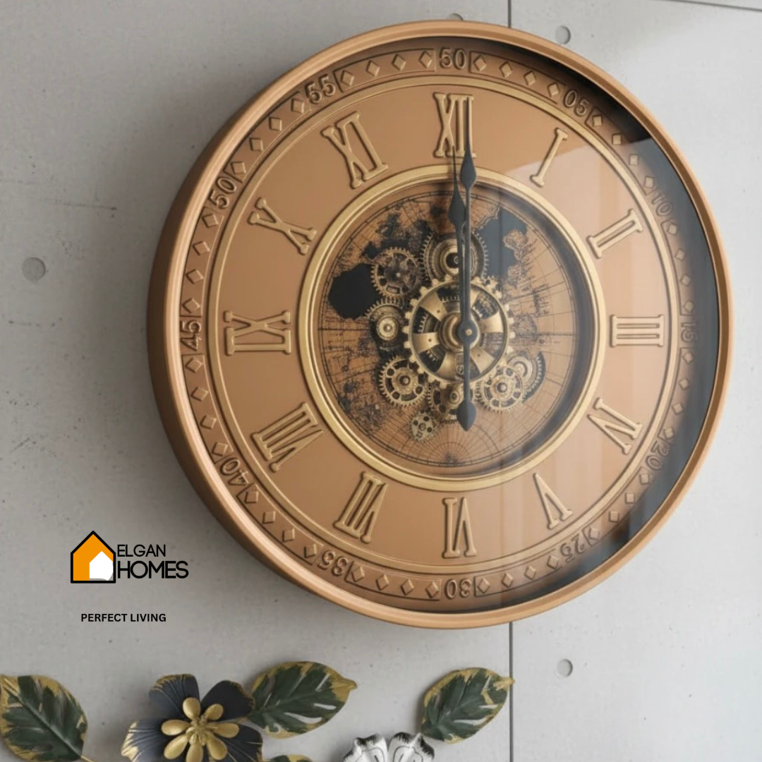 Elegan Large Moving Gear Metal Wall Clock