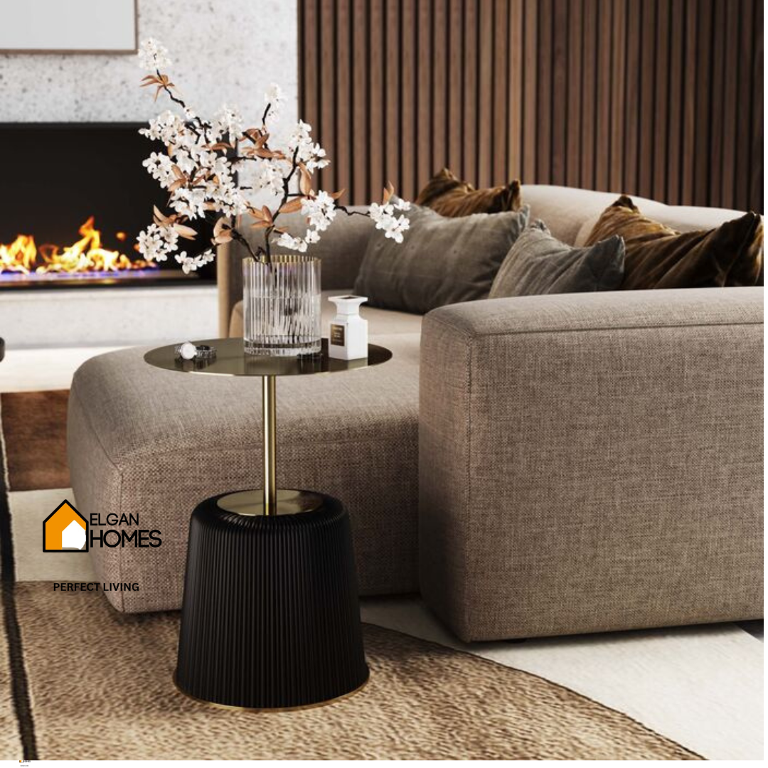 Golden Leather base Modern Coffe Table