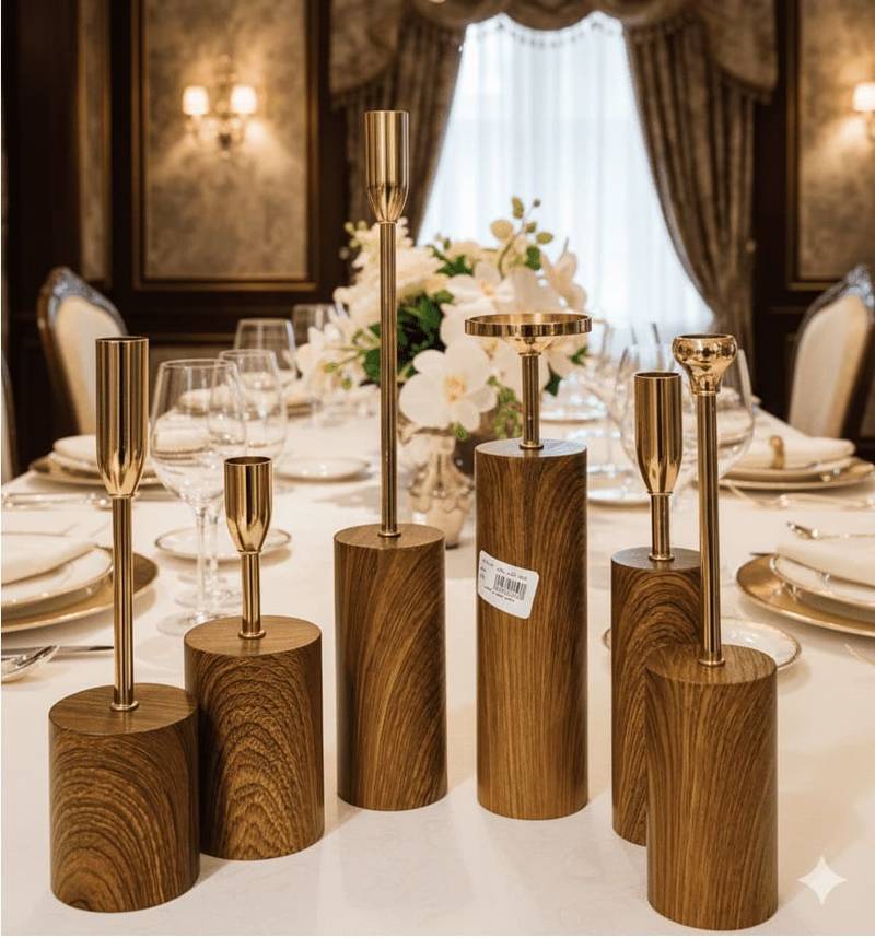 Luxury Wooden Design 6 Piece Candle Stand Set