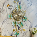 Golden Floral Metal Wall Clock butterflies eddition