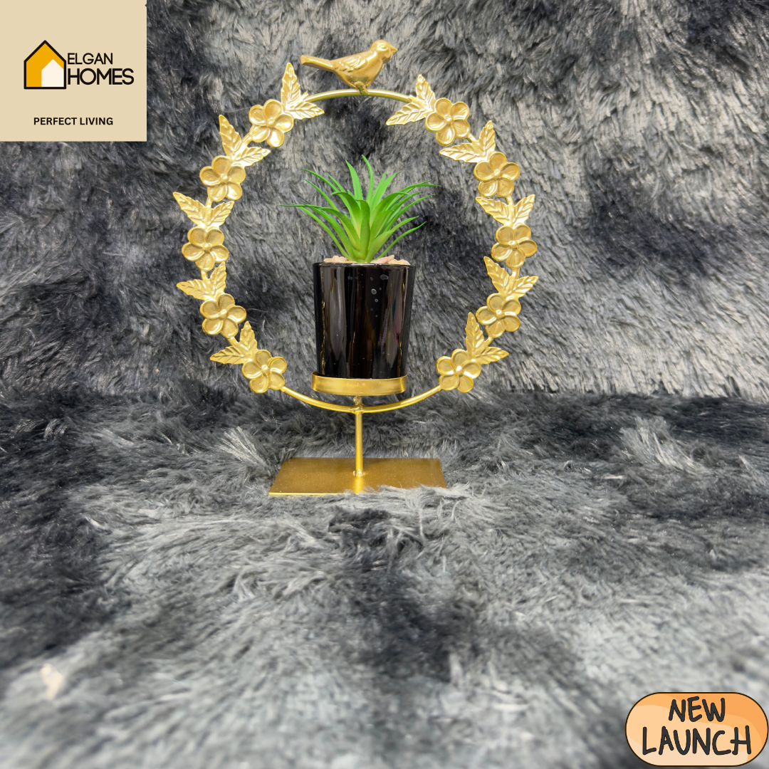 Golden Metal Sparrow Cactus Planter