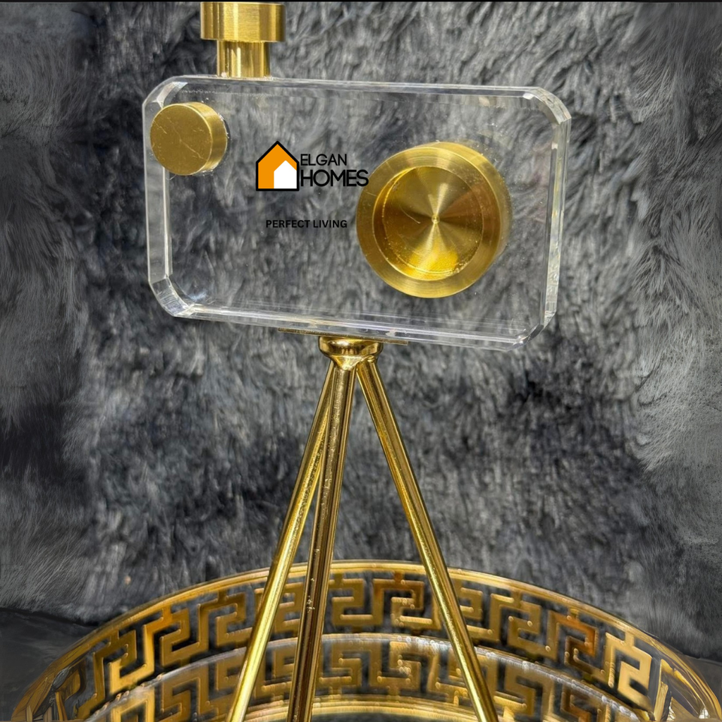 Modern Premium Large crystal Camera with Brass Coated Legs