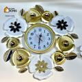 Golden Floral Metal Wall Clock Decor